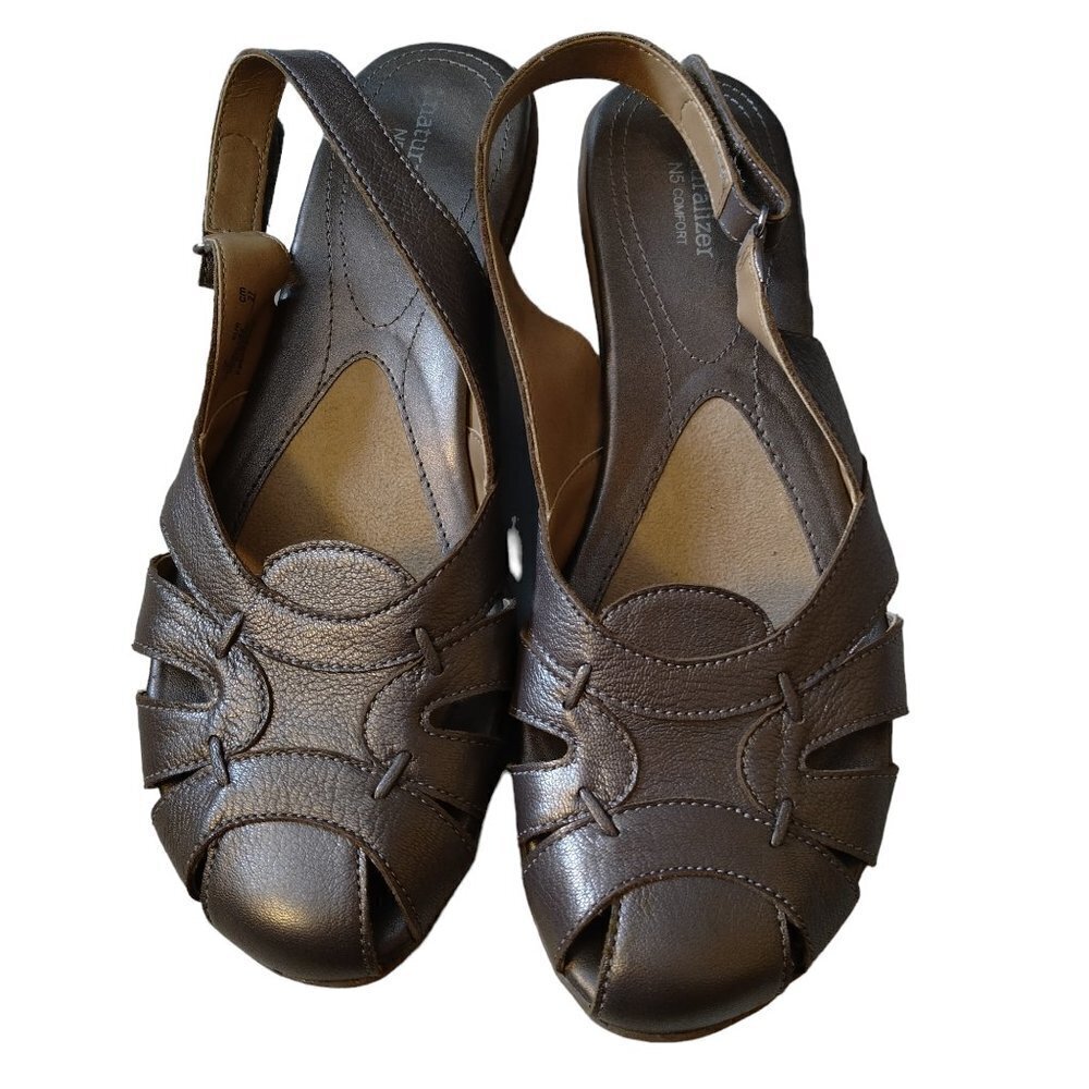 Naturalizer N5 Comfort Women's Size 10N Slingback CYRUS Leather Metallic Sandals
